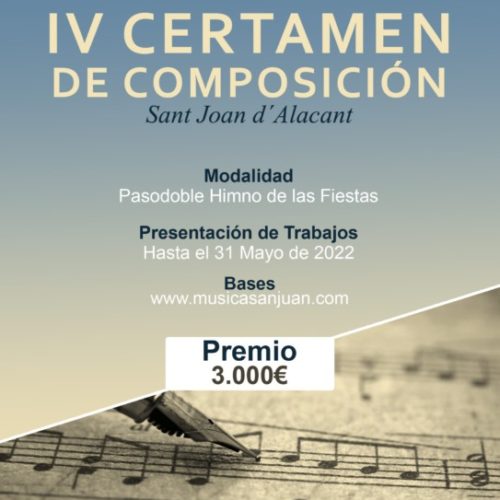 La Sociedad Musical «La Paz» convoca el IV Certamen de Composición Musical «Sant Joan d’Alacant»