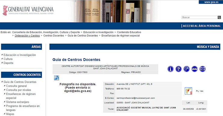 guía centros docentes profesional GV